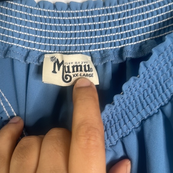 Show me your mumu blue off shoulder maxi bridesmaids dress size XXL - Picture 8 of 10